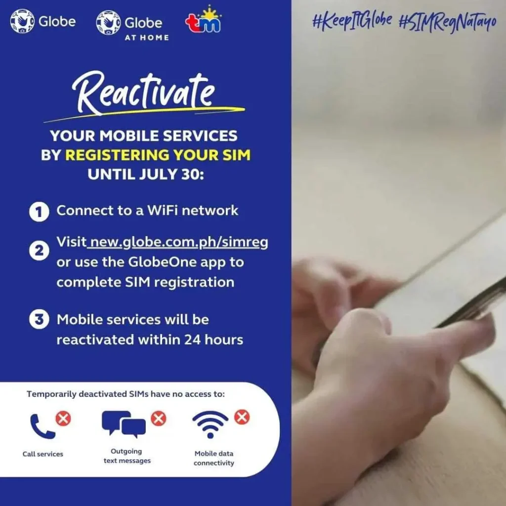 Warning message about SIM deactivation after registration deadline